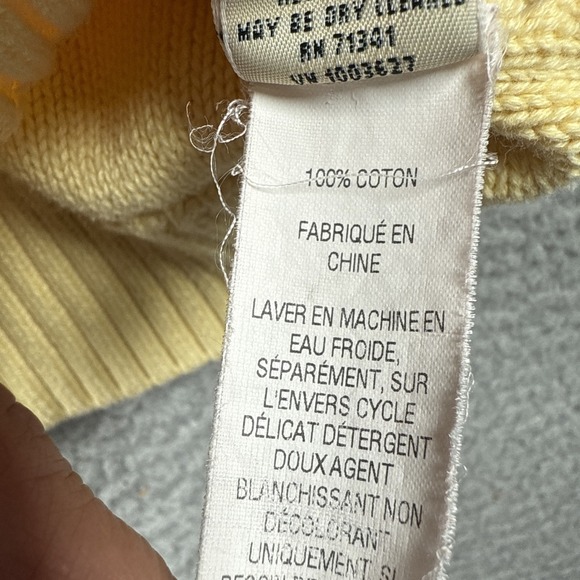 LL Bean Cardigan Sweater Womens XL Yellow Double L Cable Knit Full Zip Fisherman - Picture 8 of 12